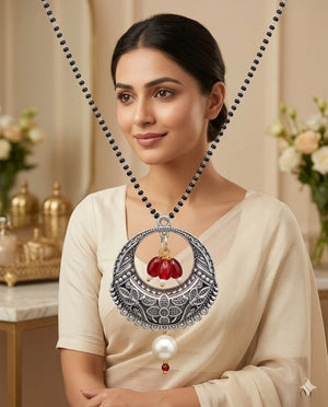 Oxidised Floral Mangalsutra