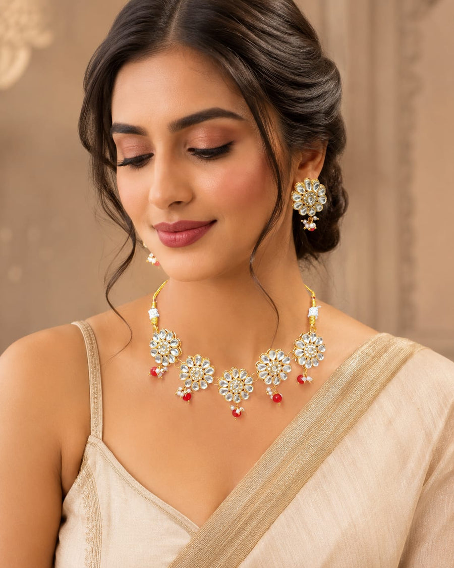 Floral Kundan Necklace Set